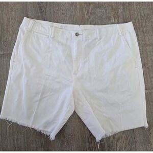Polo Ralph Lauren Womens White Straight Fit Frayed Hem Chino Shorts